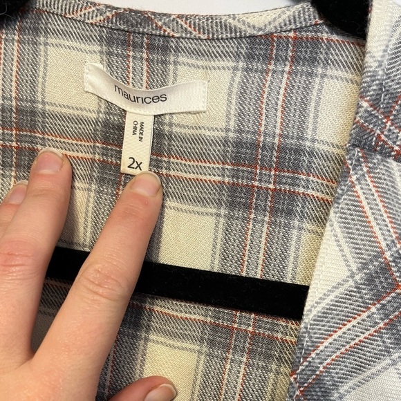 Maurices Plaid Dip Dye Ombré Kimono Duster 2X - Picture 3 of 13